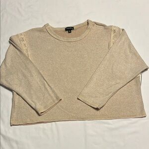 Charlotte Russe Cream Boxy Crop Sweatshirt 3/4 Sleeve